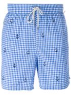 Polo Ralph Lauren Gingham Check Swim Shorts, Men's, Size: Large, Blue, Cotton/nylon/polyester