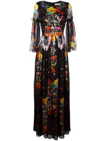 Piccione. Piccione Printed Maxi Dress, Women's, Size: 38, Black, Silk/polyester