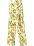 Hermès Pre-owned High Waisted Floral Trousers - White