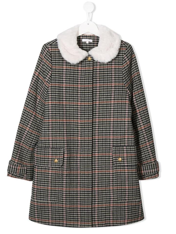 Chloé Kids Teen Houndstooth Print Coat - Black