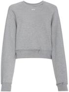 Off-white Cropped Cutout Sweatshirt - Grey
