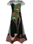 Red Valentino - Flared Appliqué Dress - Women - Polyamide/polyester - 40, Black, Polyamide/polyester