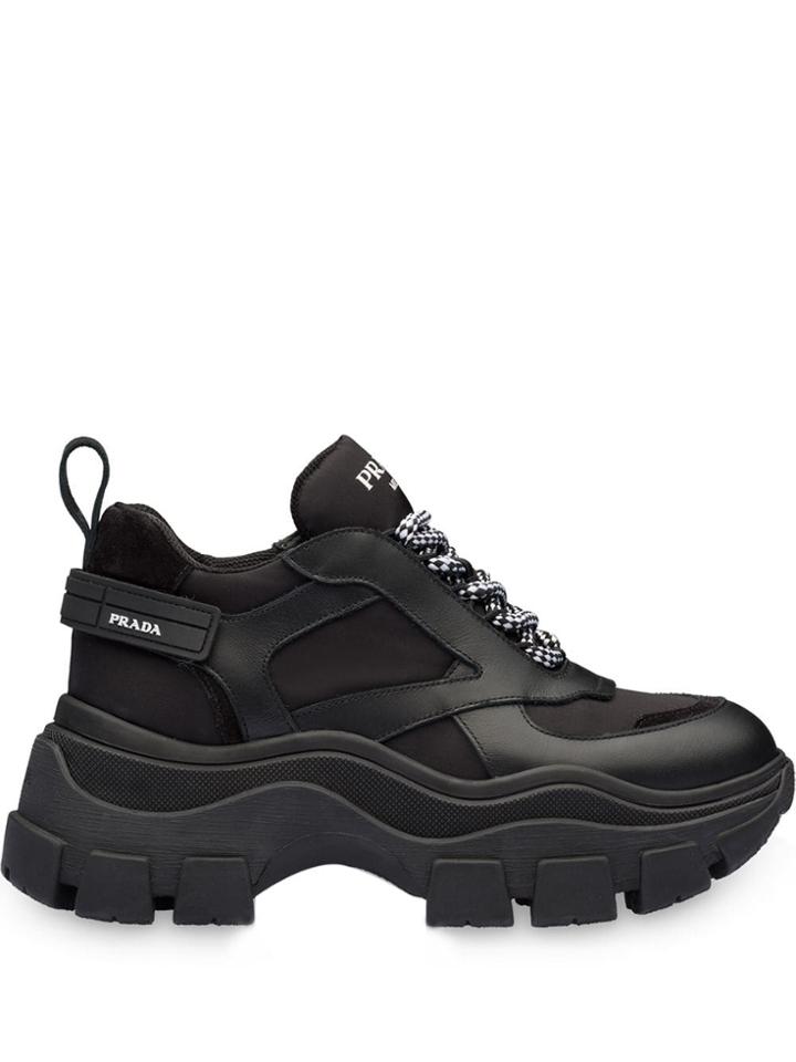 Prada Block Chunky Sole Sneakers - Black