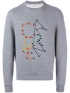 Carven Logo Puzzle Sweatshirt, Men's, Size: Medium, Grey, Cotton/polyester