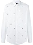 Fendi Fendi Faces Shirt, Men's, Size: 41, White, Cotton/crystal