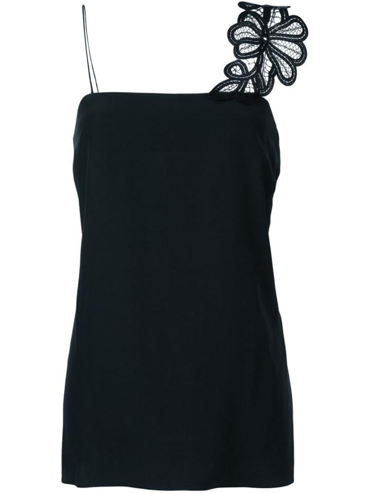 Victoria Beckham Embroidered Strap Top, Women's, Size: 10, Black, Silk/cotton