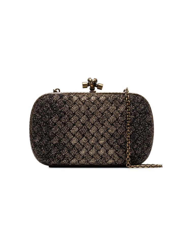 Bottega Veneta Metallic Knot Detail Woven Clutch Bag