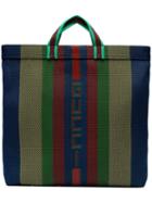 Gucci Multicoloured Stripe Logo Tote - Green