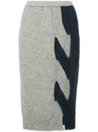 Coohem Contrast Fitted Pencil Skirt - Grey