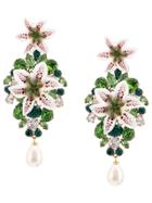 Dolce & Gabbana Embellished Lily Earrings - Green