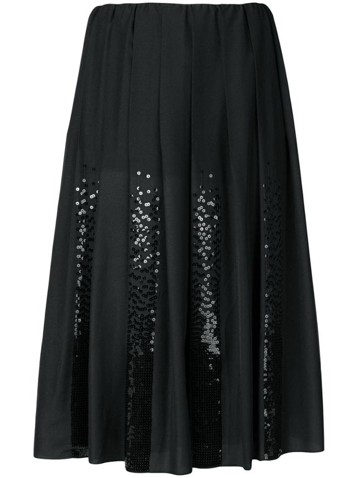 Fabiana Filippi Sequin Panel Pleated Skirt - Black