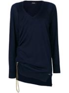 Dsquared2 - Drawstring V-neck Sweater - Women - Wool - S, Blue, Wool