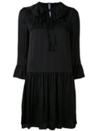 Liquid Satin Ruffle Neck Dress - Women - Cotton/viscose - 0, Black, Cotton/viscose, Raquel Allegra