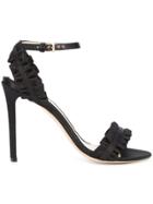 Monique Lhuillier Ruffled Stiletto Sandals - Black