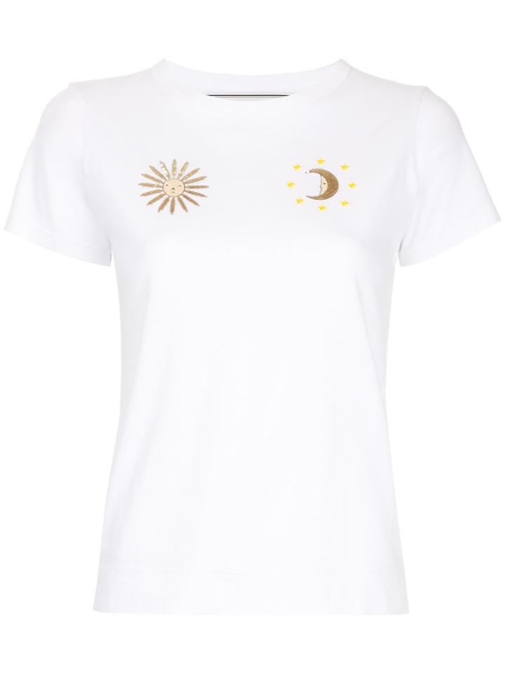 Tu Es Mon Trésor Embroidered Sun And Moon T-shirt - White
