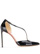 Francesco Russo Cross Strap Pumps - Black