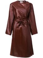 Lemaire Textured Coat With Bow Belt - Brown