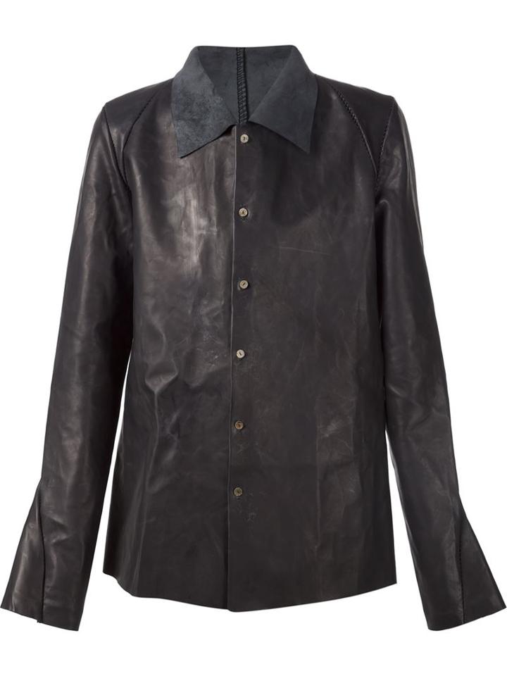 A Diciannoveventitre Over Shirt, Men's, Size: 48, Black, Calf Leather