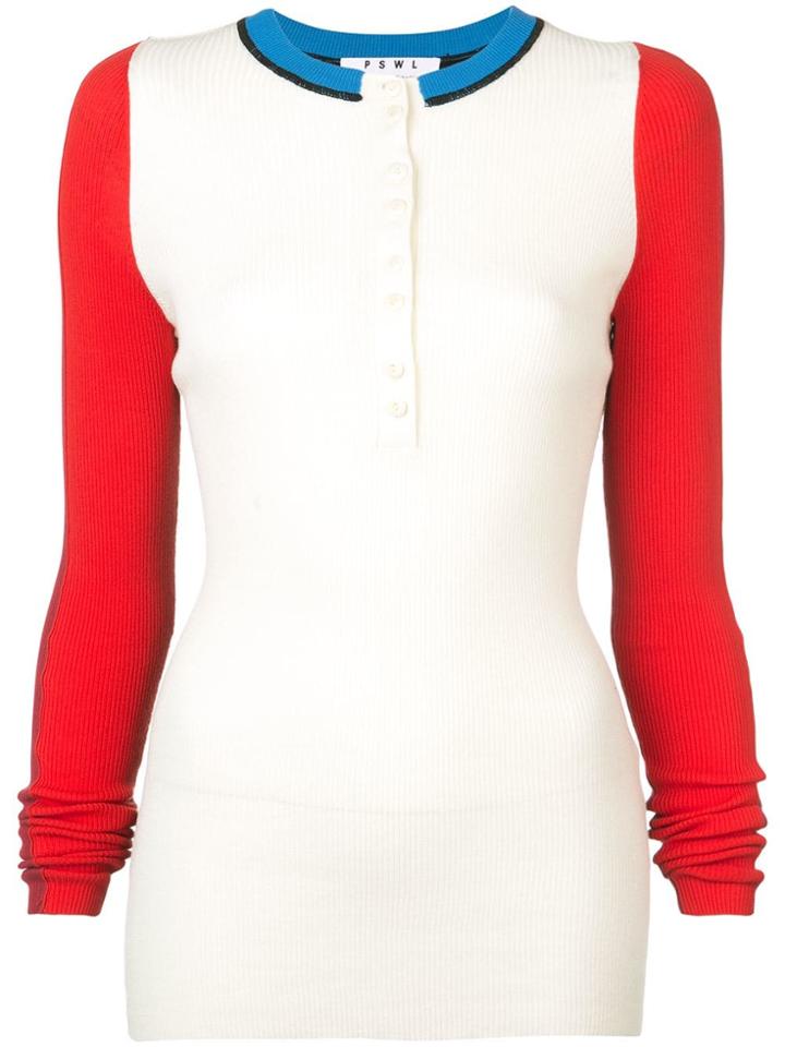 Proenza Schouler Pswl Colorblock Knit Henley - White