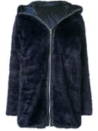 Colmar Hooded Faux Fur Coat - Blue