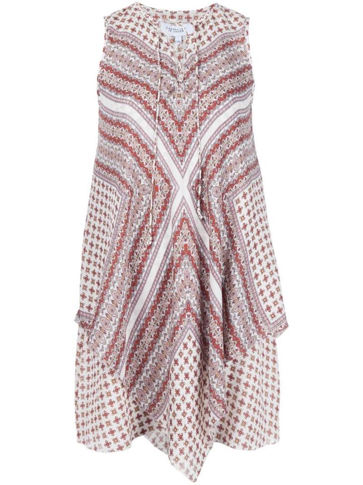 Derek Lam 10 Crosby Scarf Print Sleeveless Dress, Women's, Size: 6, White, Silk