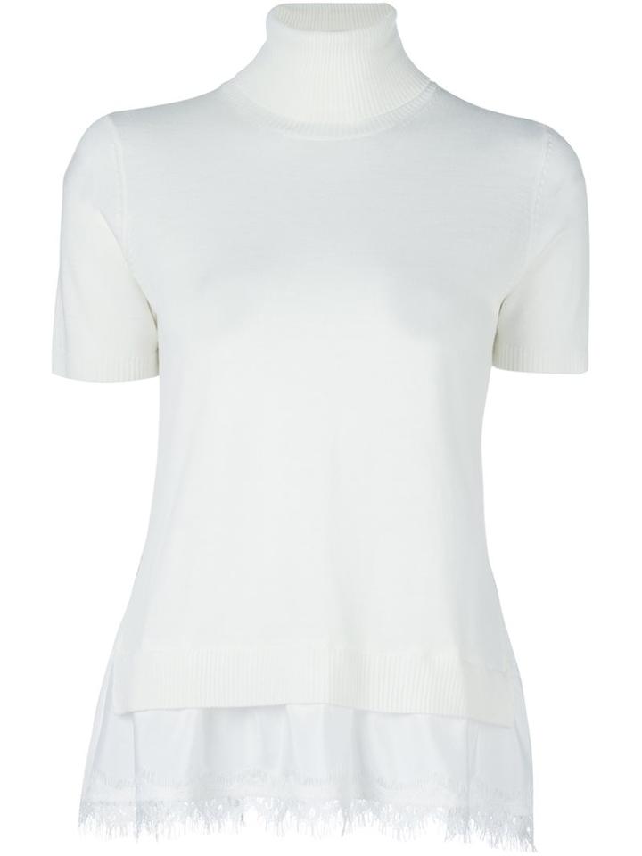 P.a.r.o.s.h. Lace Bottom 'lizzy' Top, Women's, Size: Xs, White, Silk/polyamide/spandex/elastane/wool