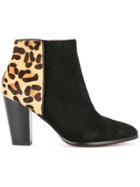 Loveless Leopard Ankle Boots - Black