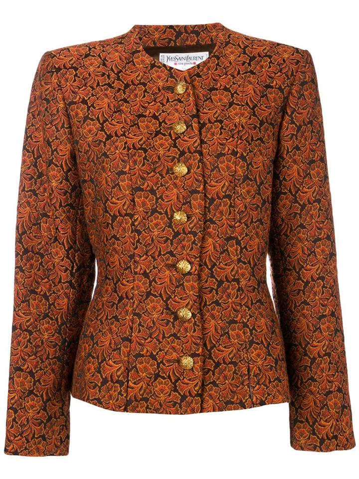 Yves Saint Laurent Vintage Puff Sleeve Jacquard Jacket - Orange