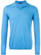 Roberto Collina Polo Sweater, Men's, Size: 50, Blue, Merino