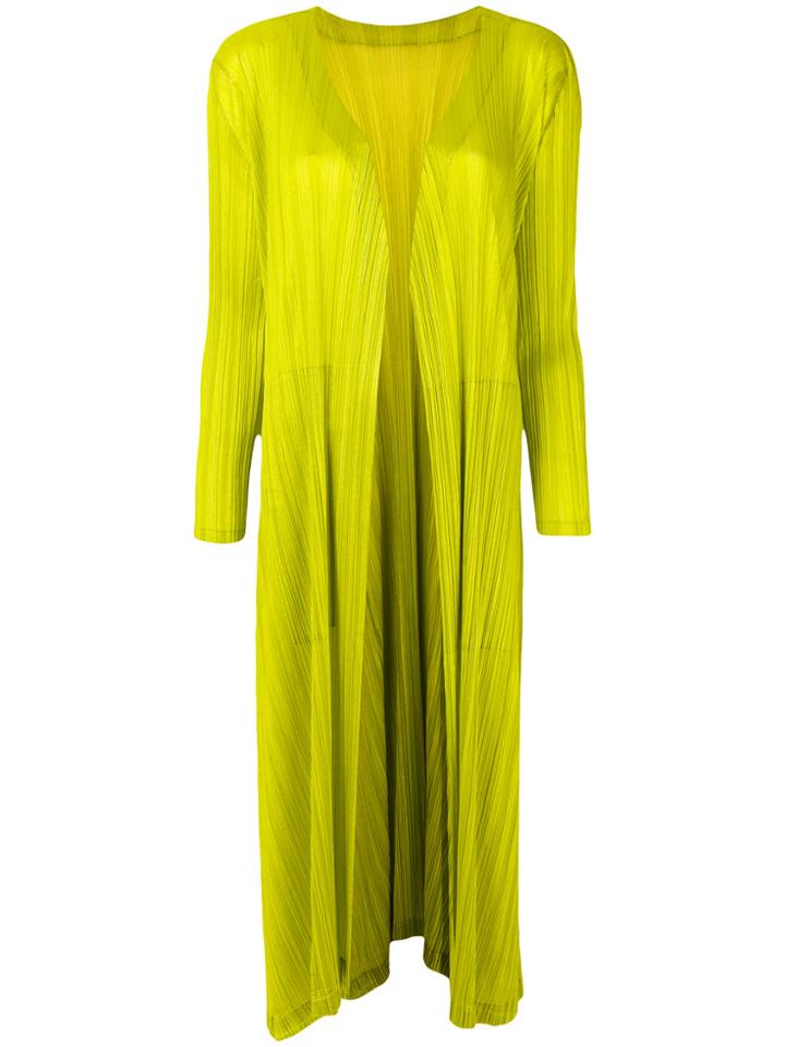 Pleats Please By Issey Miyake Pleated Draped Coat - Yellow & Orange