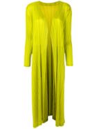 Pleats Please By Issey Miyake Pleated Draped Coat - Yellow & Orange
