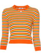 Courrèges - Striped Sweater - Women - Cotton/cashmere - 3, Women's, Yellow/orange, Cotton/cashmere