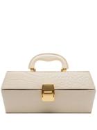Staud White Lincoln Crocodile Embossed Leather Makeup Bag