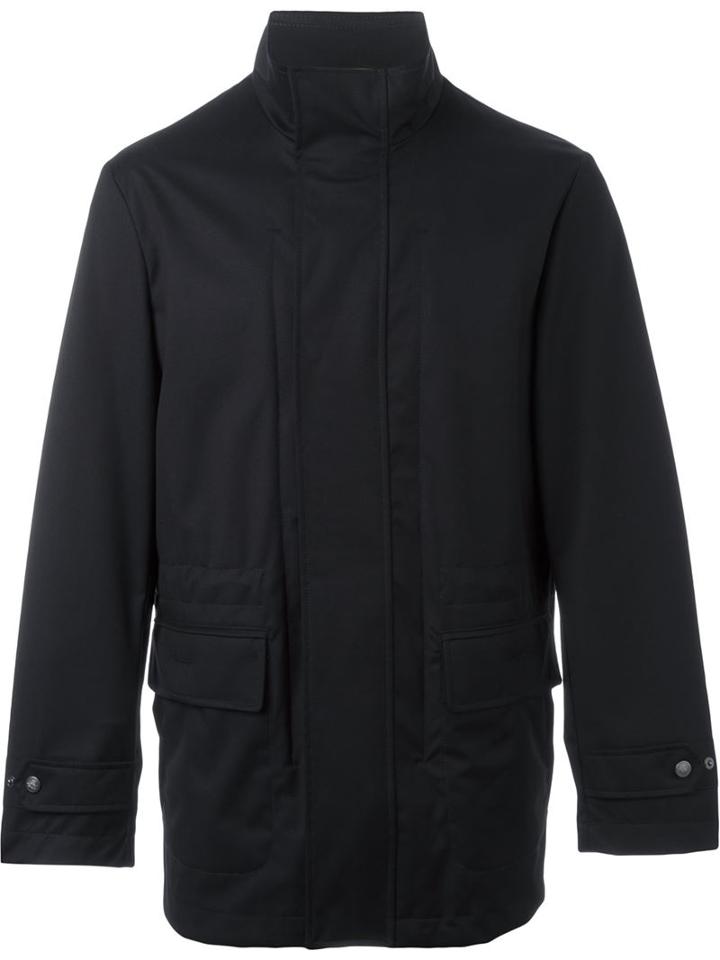 Canali Zip Up Wind Breaker, Men's, Size: 48, Blue, Polyamide/polyester/wool