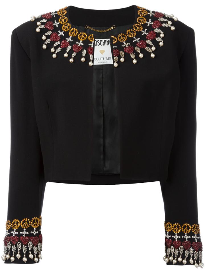 Moschino Vintage Embellished Cropped Jacket - Black