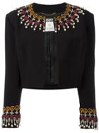 Moschino Vintage Embellished Cropped Jacket - Black