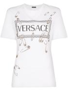 Versace Safety-pin Print Logo T-shirt - White