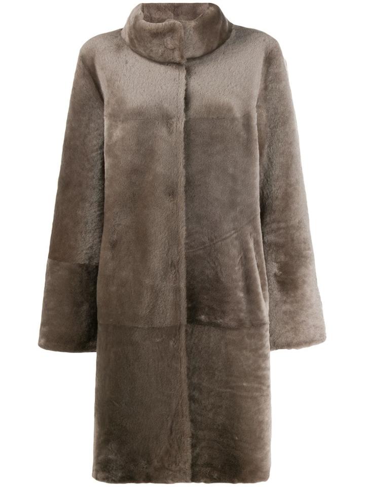 Liska Single-breasted Fitted Coat - Grey