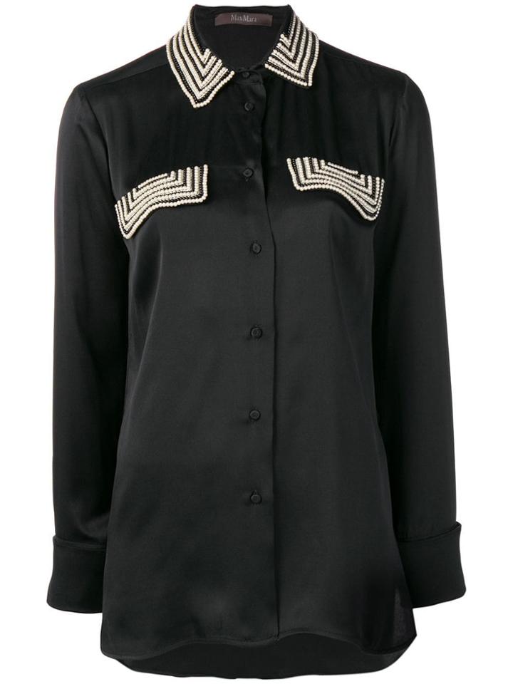 Max Mara Beaded Longline Shirt - Black