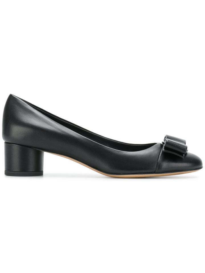 Salvatore Ferragamo Leather Vara Bow Pumps - Black