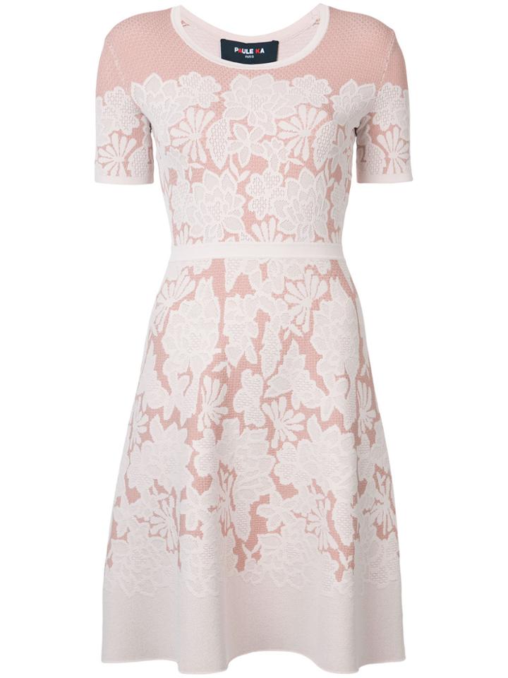 Paule Ka Intarsia Floral Dress - Pink & Purple