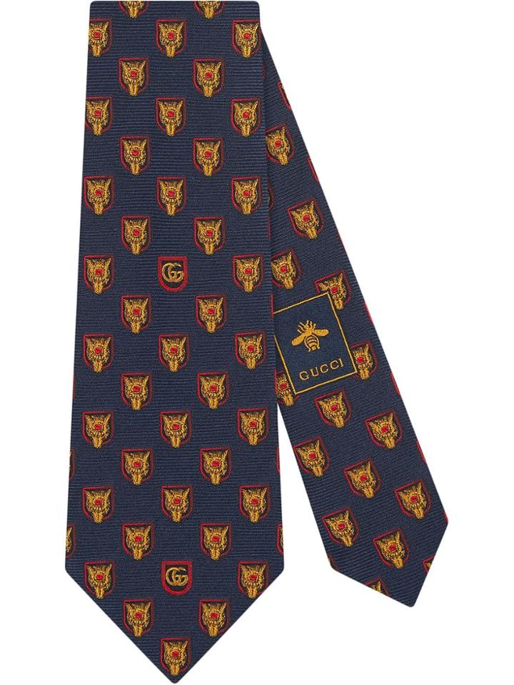 Gucci Printed Silk Tie - Blue