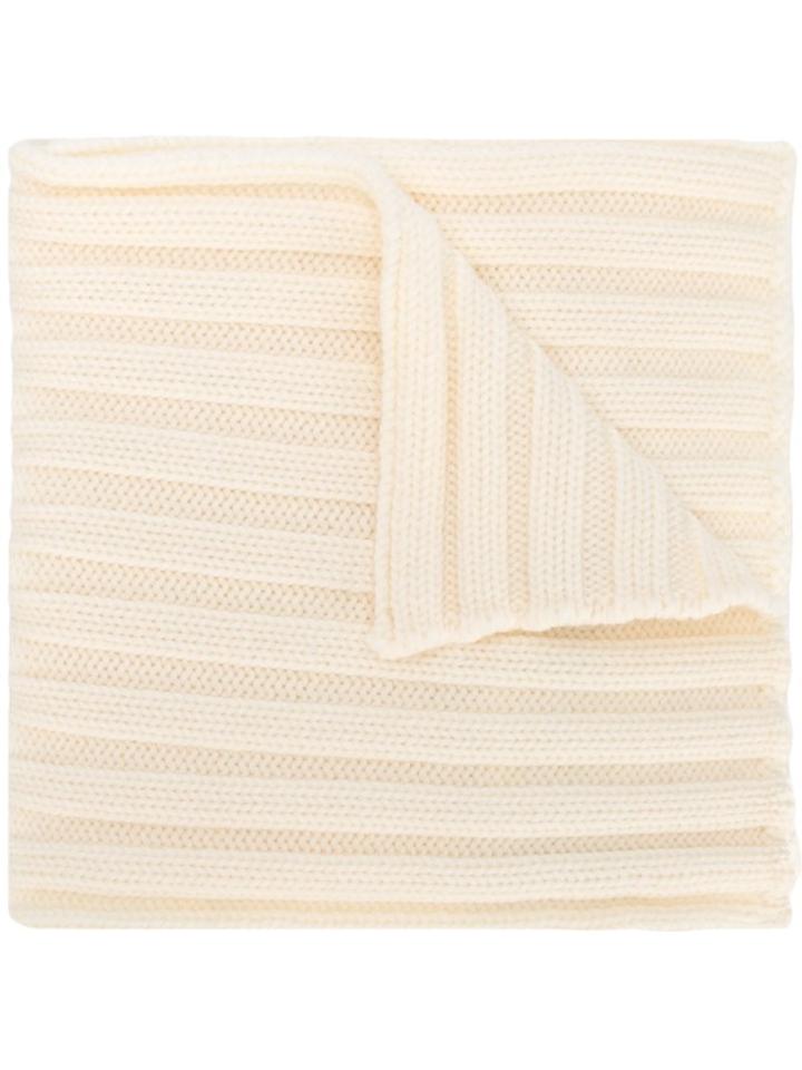 Moncler Ribbed Scarf, Women's, White, Virgin Wool