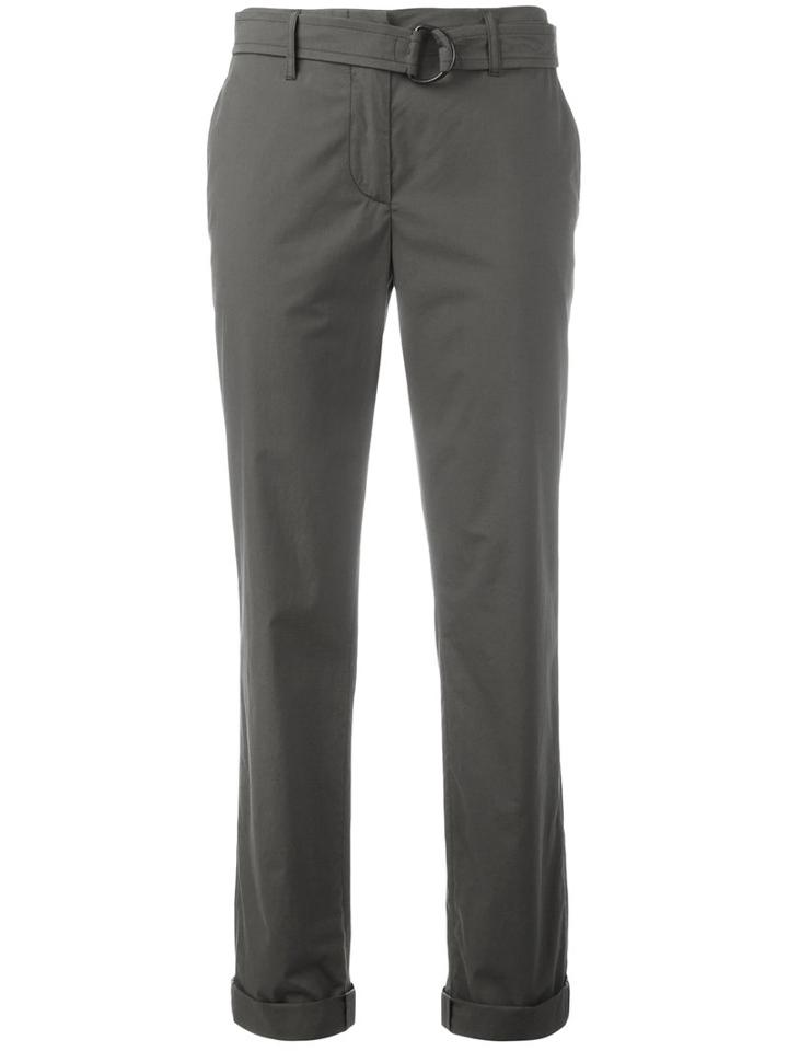 Akris Punto Slim-fit Trousers, Size: 36, Green, Cotton