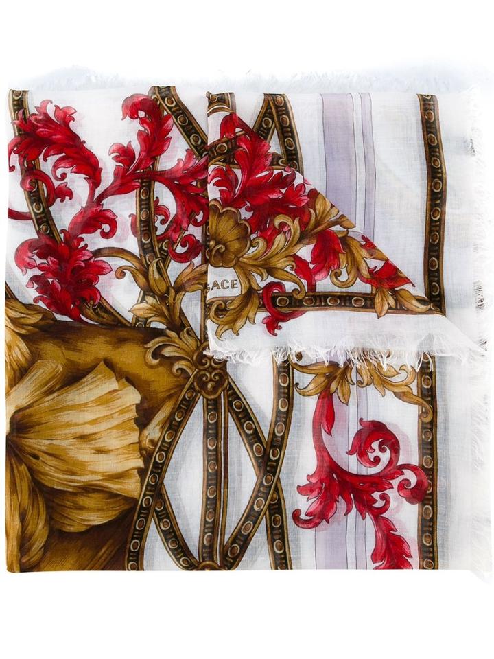 Versace Ganimede Scarf, Women's, White, Silk/modal