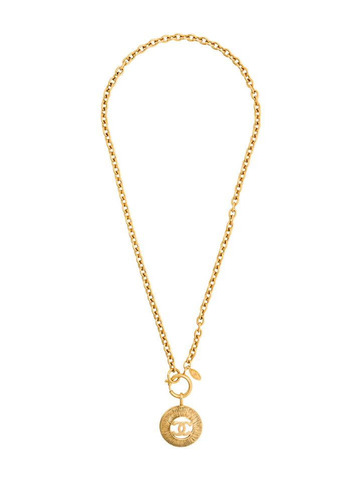 Chanel Vintage 1980s Vintage Chanel Gold Plated Coin Pendant -