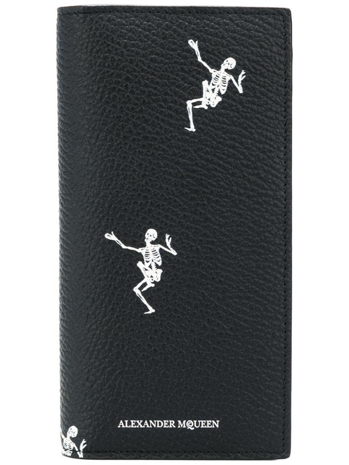 Alexander Mcqueen Dancing Skeleton Folded Long Wallet - Black