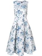 Adam Lippes Floral Print Flared Dress - Blue