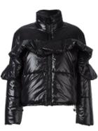 Msgm Ruffled Puffer Jacket, Women's, Size: 42, Black, Polyimide