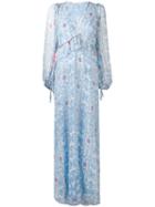 Dondup - Printed Frill Trim Dress - Women - Silk/spandex/elastane/cupro - 42, Women's, Blue, Silk/spandex/elastane/cupro